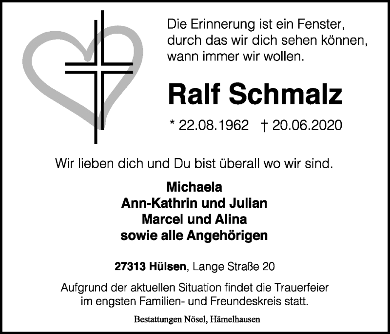  Traueranzeige für Ralf Schmalz vom 24.06.2020 aus SYK