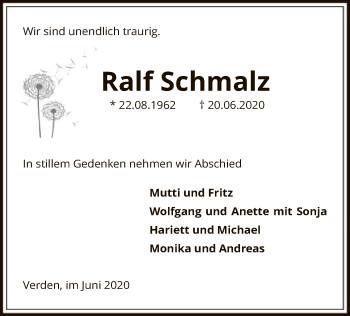 Traueranzeige von Ralf Schmalz von SYK