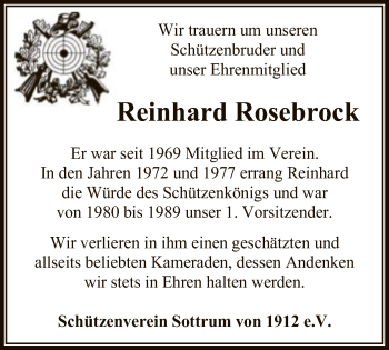 Traueranzeige von Reinhard Rosebrock von SYK