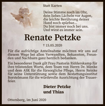 Traueranzeige von Renate Petzke von SYK