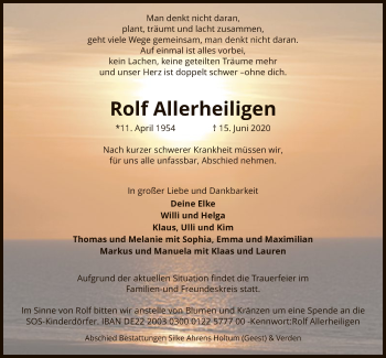 Traueranzeige von Rolf Allerheiligen von SYK