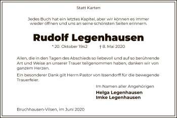 Traueranzeige von Rudolf Legenhausen von SYK