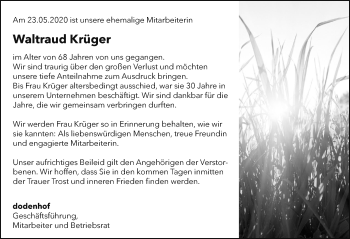 Traueranzeige von Waltraud Krüger von SYK