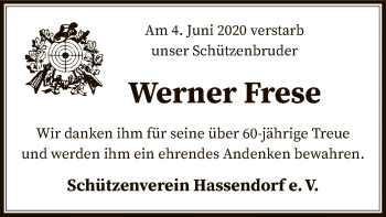 Traueranzeige von Werner Frese von SYK