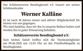 Traueranzeige von Werner Kalläne von SYK