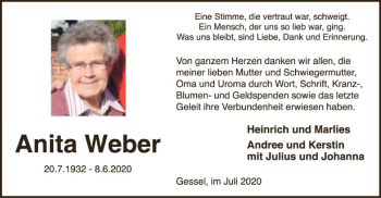 Traueranzeige von Anita Weber von SYK