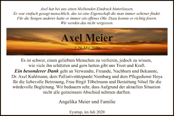 Traueranzeige von Axel Meier von SYK