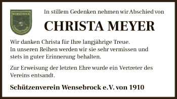 Traueranzeige von Christa Meyer von SYK