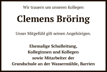 Traueranzeige von Clemens Bröring von SYK