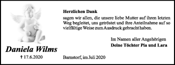 Traueranzeige von Daniela Wilms von SYK