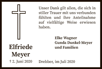 Traueranzeige von Elfriede Meyer von SYK