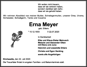 Traueranzeige von Erna Meyer von SYK