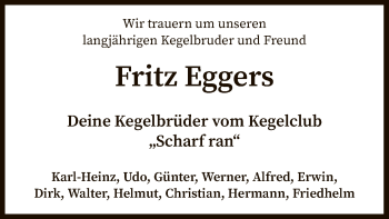 Traueranzeige von Fritz Eggers von SYK