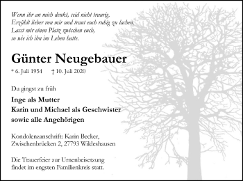 Traueranzeige von Günter Neugebauer von SYK
