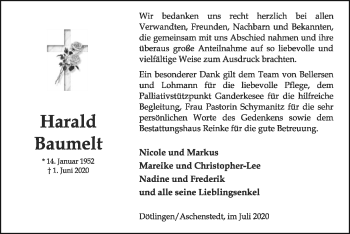 Traueranzeige von Harald Baumelt von SYK