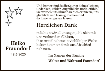 Traueranzeige von Heiko Fraundorf von SYK