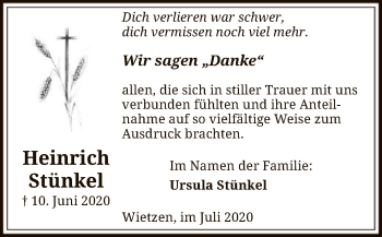 Traueranzeige von Heinrich Stünkel von SYK