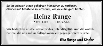 Traueranzeige von Heinz Runge von SYK