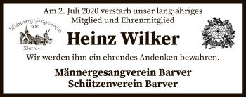 Traueranzeige von Heinz Wilker von SYK