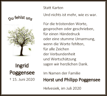 Traueranzeige von Ingrid Poggensee von SYK