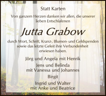 Traueranzeige von Jutta Grabow von SYK