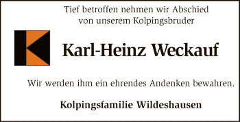 Traueranzeige von Karl-Heinz Weckauf von SYK