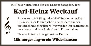 Traueranzeige von Karl-Heinz Weckauf von SYK