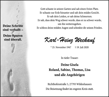 Traueranzeige von Karl-Heinz Weckauf von SYK