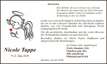 Traueranzeige von Nicole Tappe von SYK