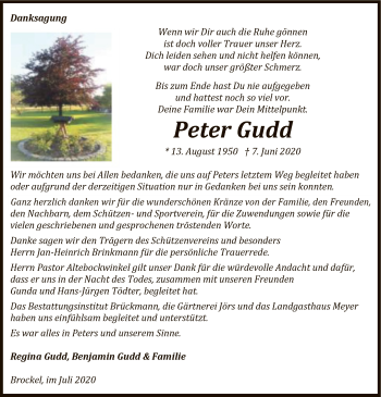 Traueranzeige von Peter Gudd von SYK