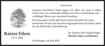 Traueranzeige von Rainer Eilers von SYK