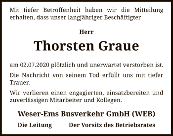 Traueranzeige von Thorsten Graue von SYK