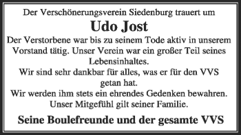 Traueranzeige von Udo Jost von SYK