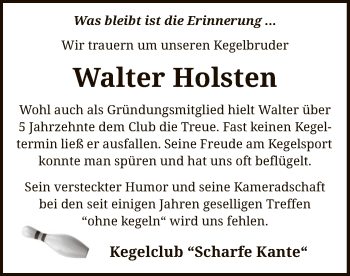 Traueranzeige von Walter Holsten von SYK