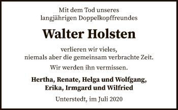 Traueranzeige von Walter Holsten von SYK