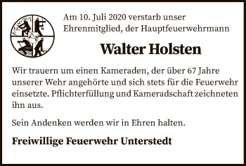 Traueranzeige von Walter Holsten von SYK