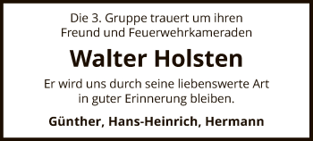 Traueranzeige von Walter Holsten von SYK