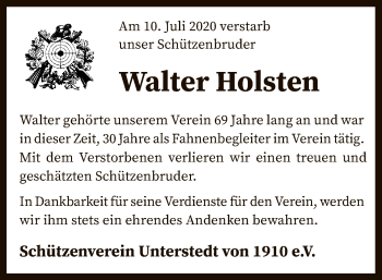 Traueranzeige von Walter Holsten von SYK