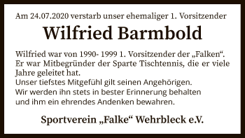 Traueranzeige von Wilfried Barmbold von SYK