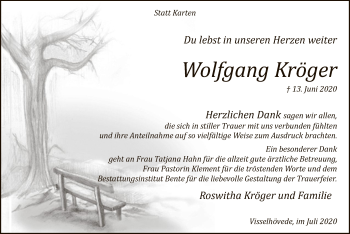 Traueranzeige von Wolfgang Kröger von SYK