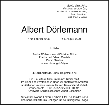 Traueranzeige von Albert Dörlemann von SYK