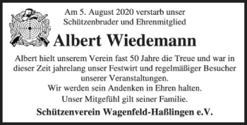 Traueranzeige von Albert Wiedemann von SYK