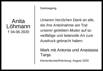 Traueranzeige von Anita Löhmann von SYK