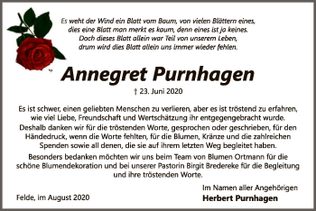 Traueranzeige von Annegret Purnhagen von SYK