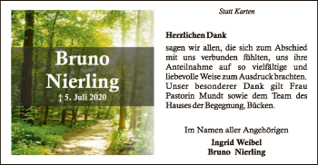 Traueranzeige von Bruno Nierling von SYK