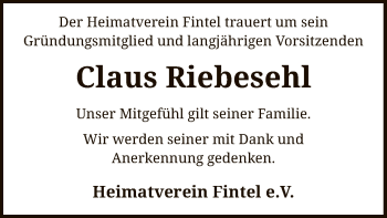 Traueranzeige von Claus Riebesehl von SYK