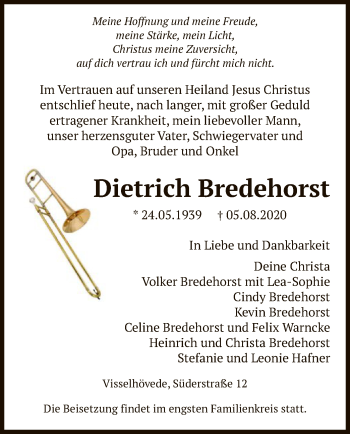 Traueranzeige von Dietrich Bredehorst von SYK