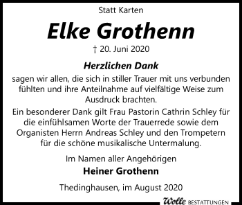 Traueranzeige von Elke Grothenn von SYK