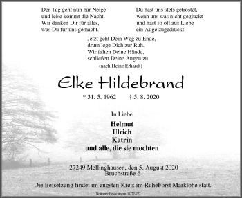 Traueranzeige von Elke Hildebrand von SYK