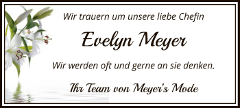 Traueranzeige von Evelyn Meyer von SYK